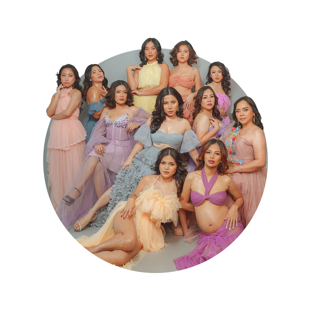 Women in pastel gowns from the Rose Razzouk community